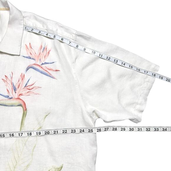 Tommy Bahama | Men | 100% Linen Floral Bird Paradise Button Up Camp Shirt | XL - Picture 5 of 9